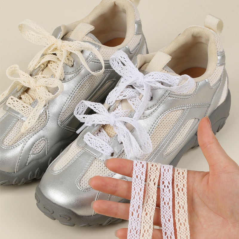Lace Replacement Flat - Lace Hollow Flat Shoelaces White Beige