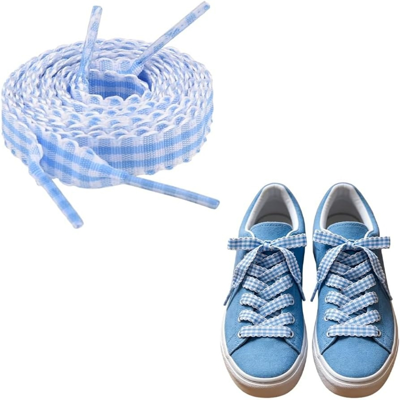 1 Pair Checkered Flat Shoelace - Lace Replacement Flat 评论和价格